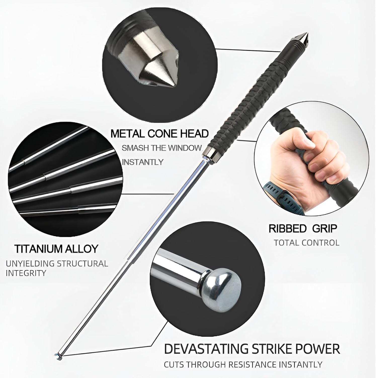 26 Inch Extendable Sticks Bation for Hiking Backpacking Durable Metal Smooth Extension Collapsible for School Work Totes